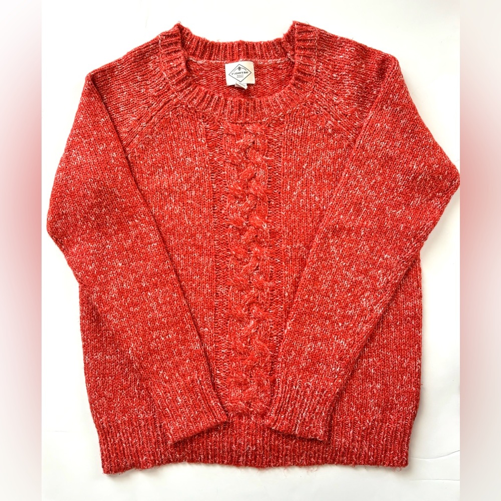 St. John’s Bay Pumpkin Orange Scoop Neck Cable Knit Fall Sweater EUC size Medium